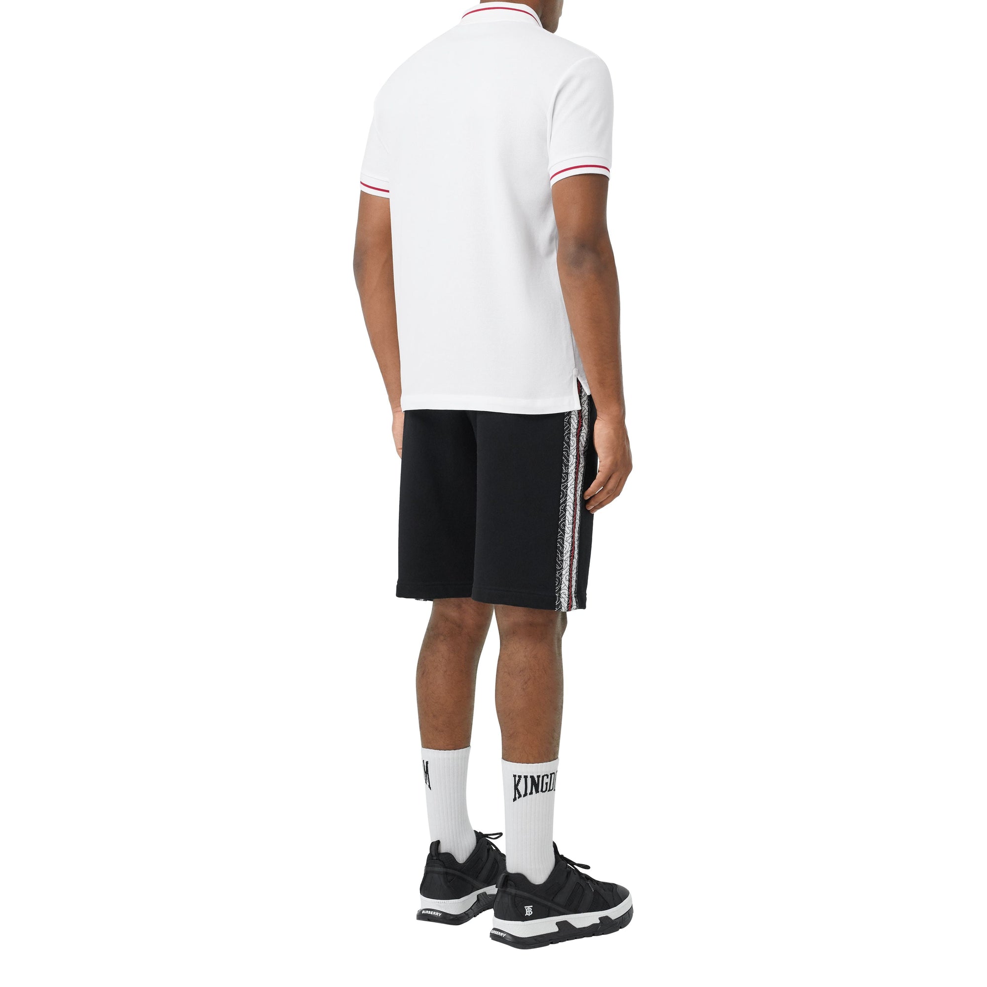 Polo en piqué de coton avec logo appliqué - White