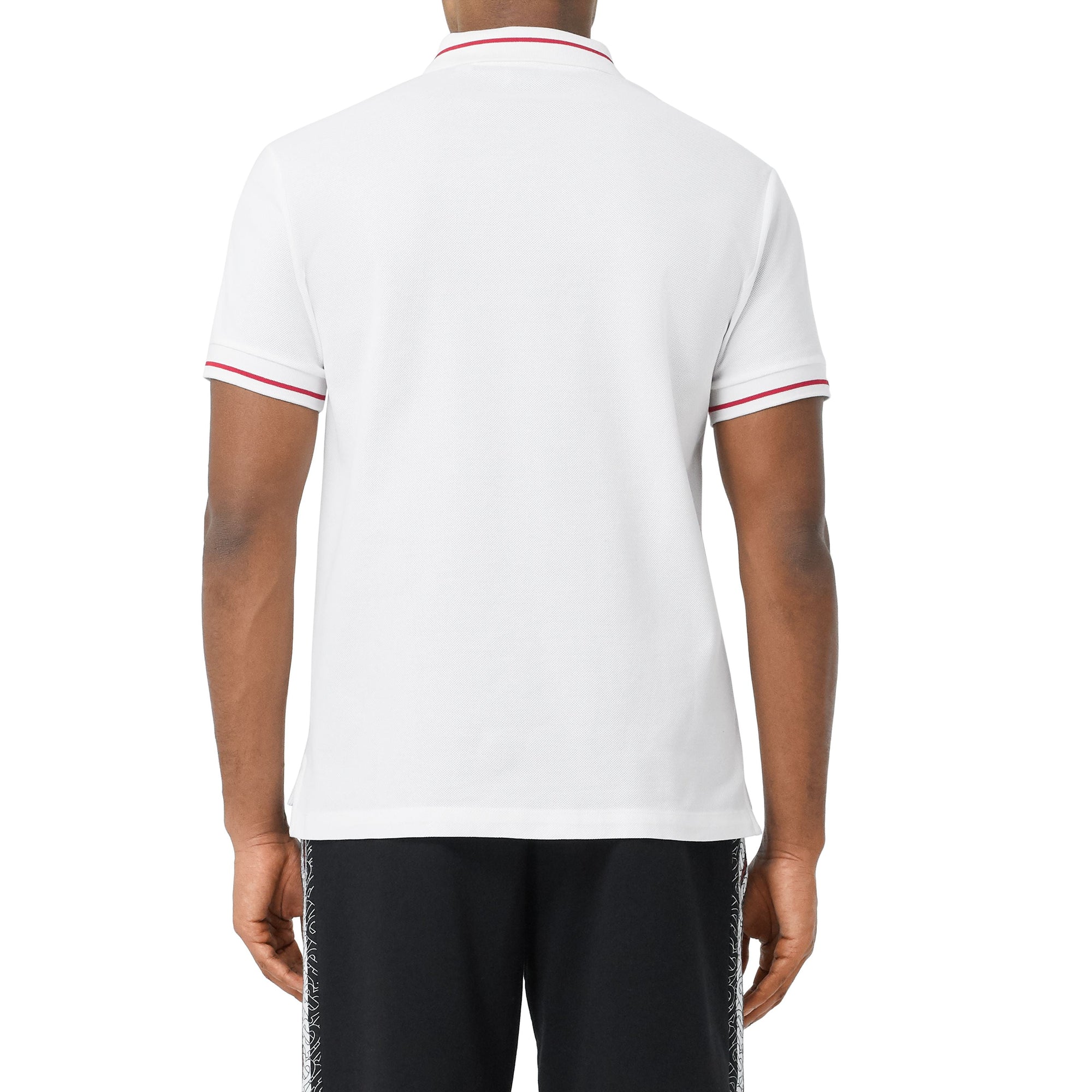 Polo en piqué de coton avec logo appliqué - White