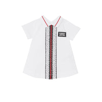 Robe et bloomer en piqué de coton rayés Monogram - White