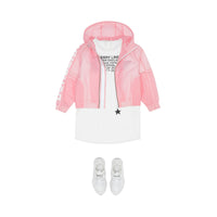 Veste légère à capuche avec logo et étoile - Candy Pink