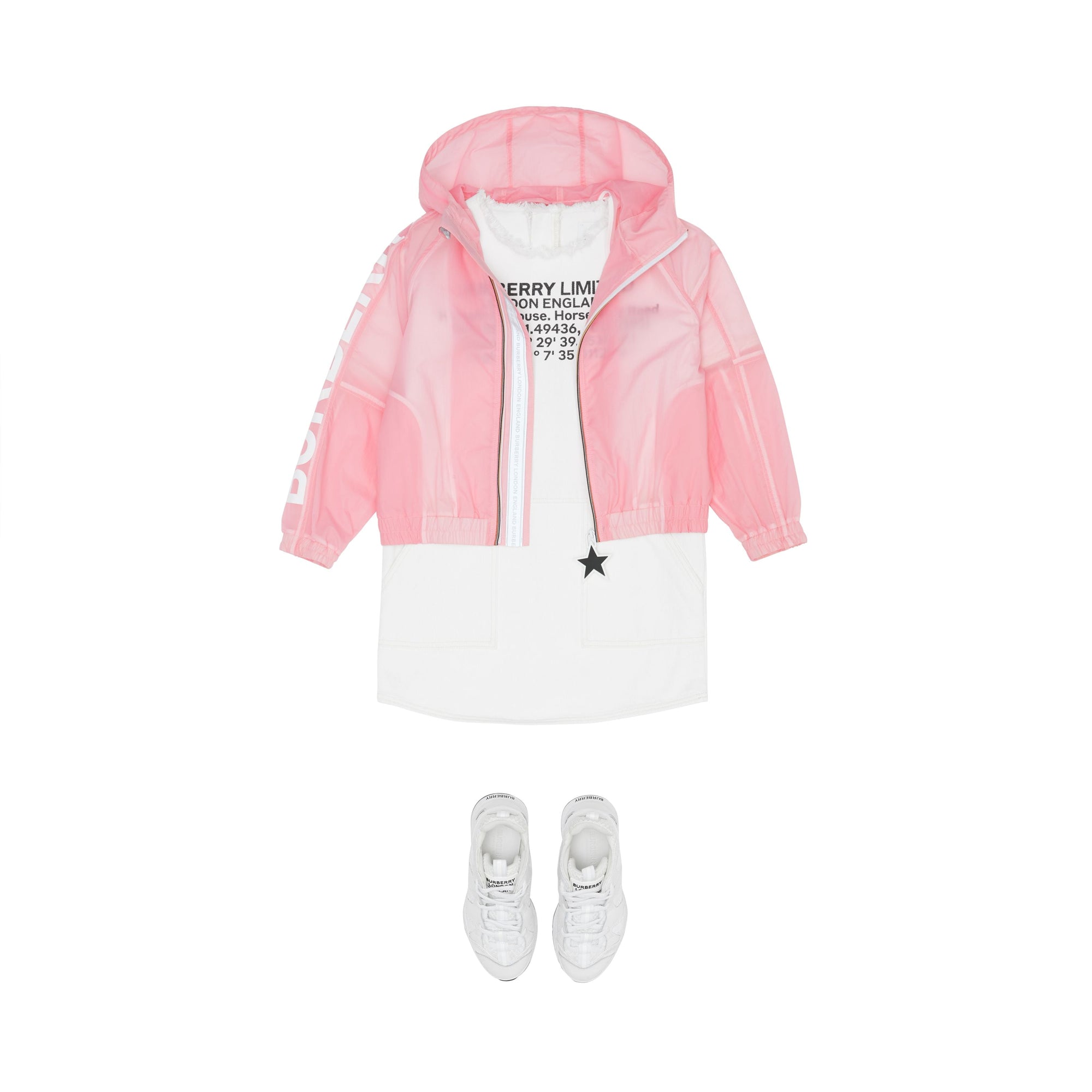 Veste légère à capuche avec logo et étoile - Candy Pink
