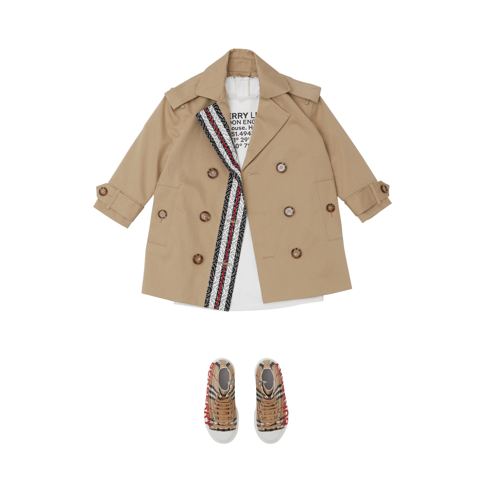 Trench en coton rayé Monogram - Honey