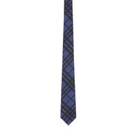 Cravate classique en jacquard de soie check - Canvas Blue