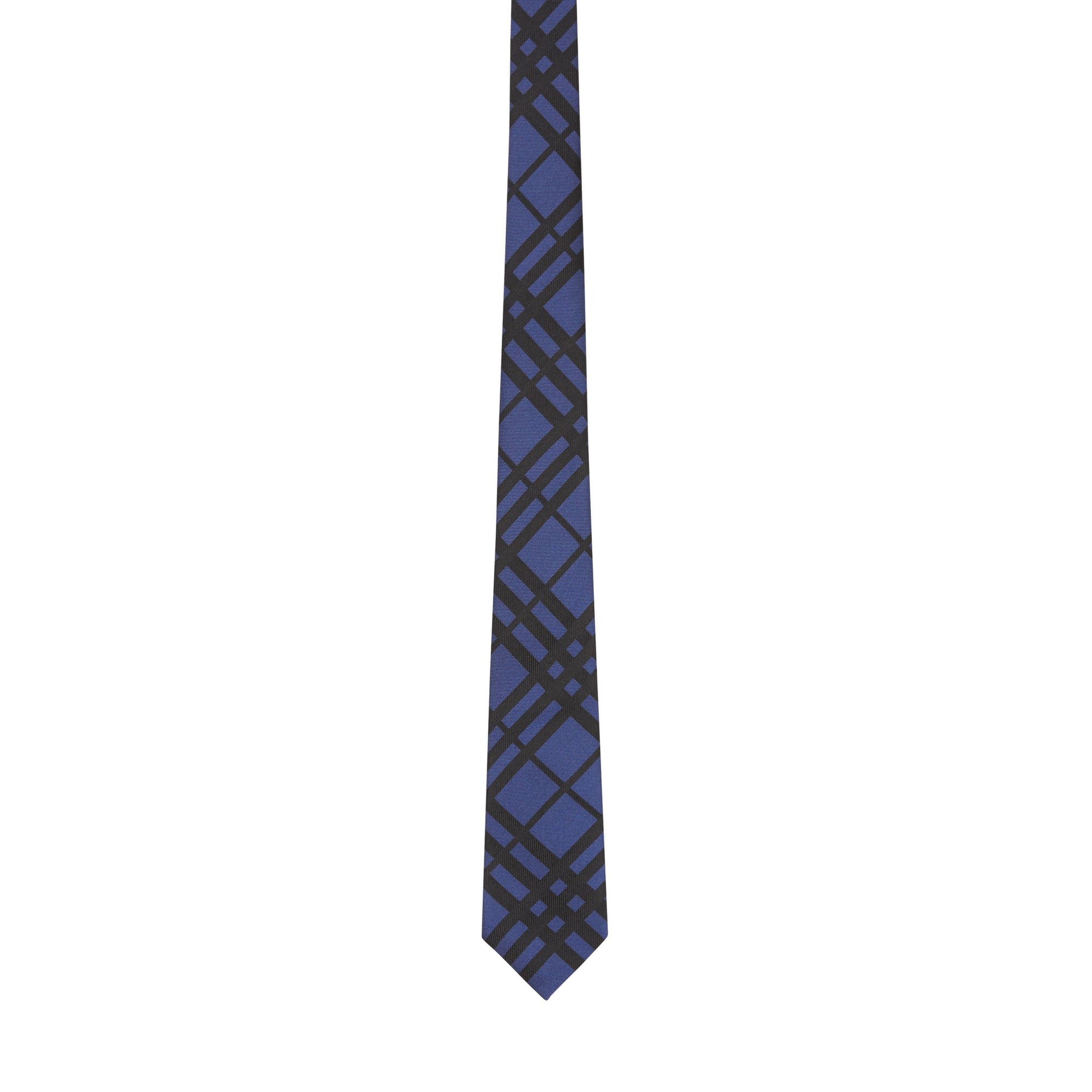Cravate classique en jacquard de soie check - Canvas Blue