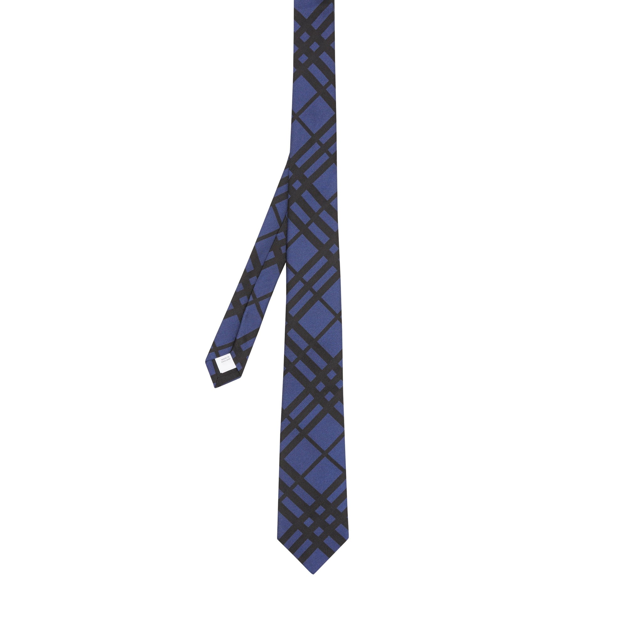 Cravate classique en jacquard de soie check - Canvas Blue