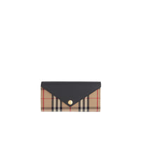 Portefeuille continental en cuir et Vintage check - Black