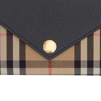 Portefeuille continental en cuir et Vintage check - Black