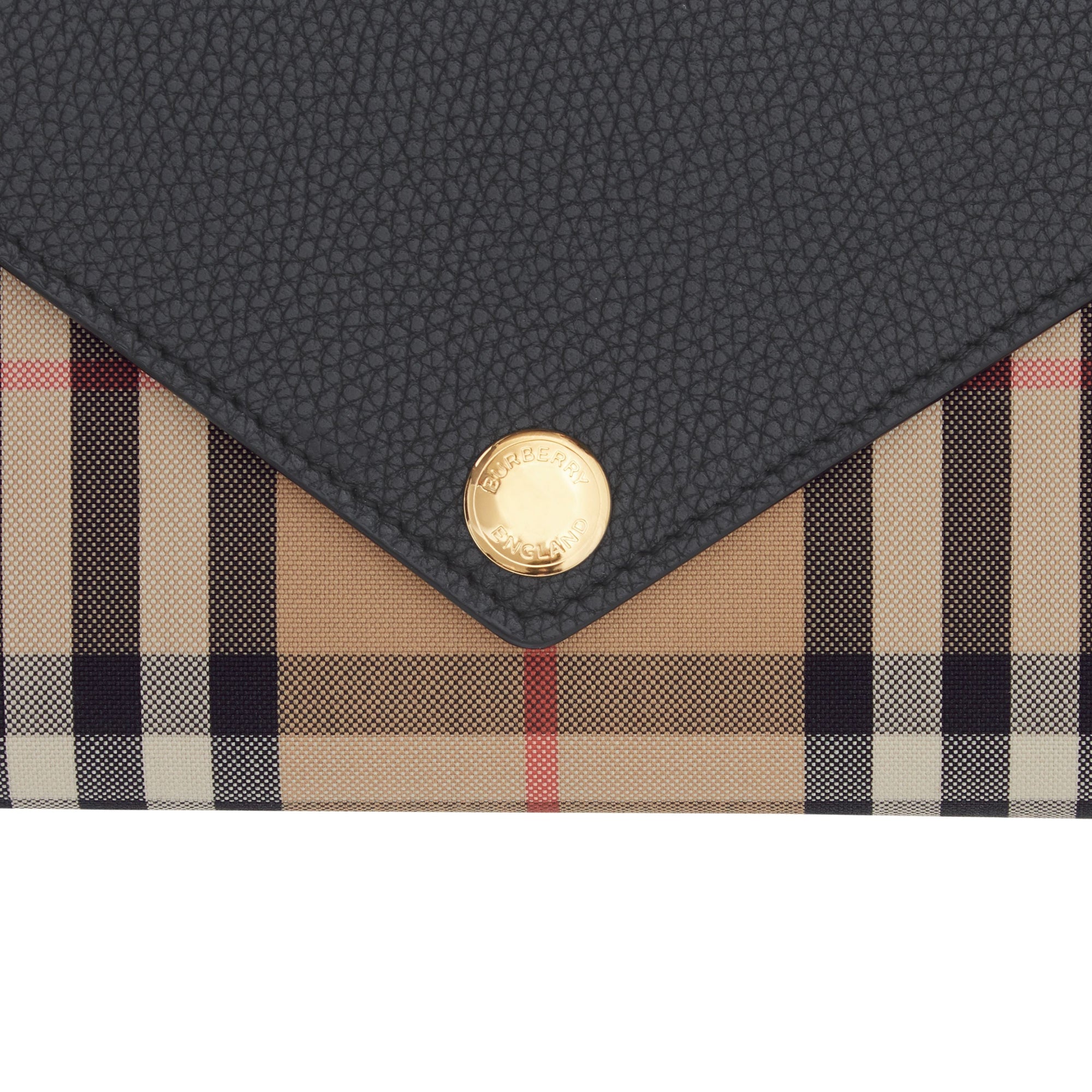 Portefeuille continental en cuir et Vintage check - Black