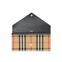 Portefeuille continental en cuir et Vintage check - Black