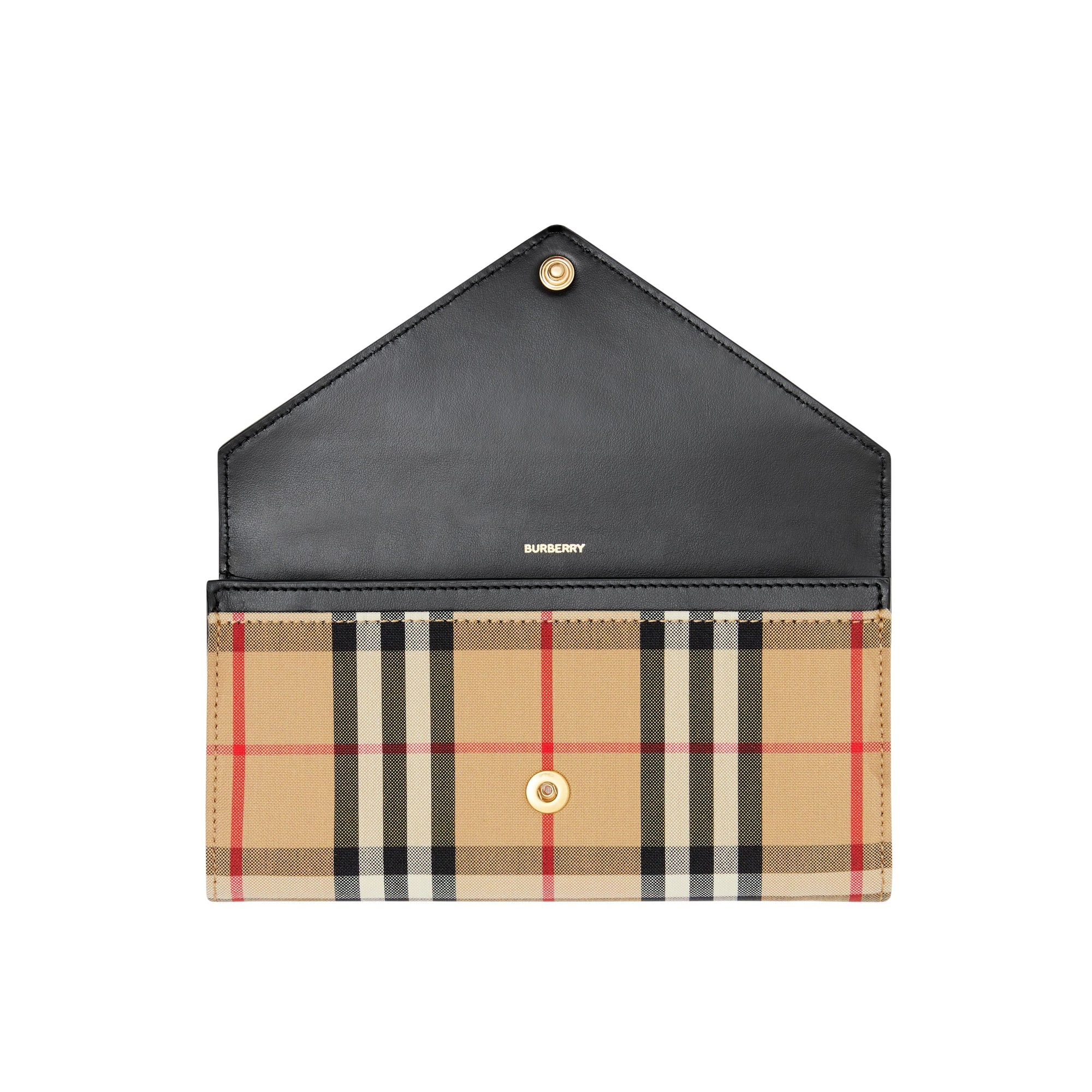 Portefeuille continental en cuir et Vintage check - Black