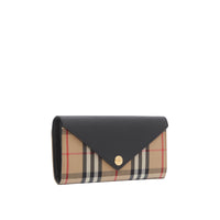 Portefeuille continental en cuir et Vintage check - Black