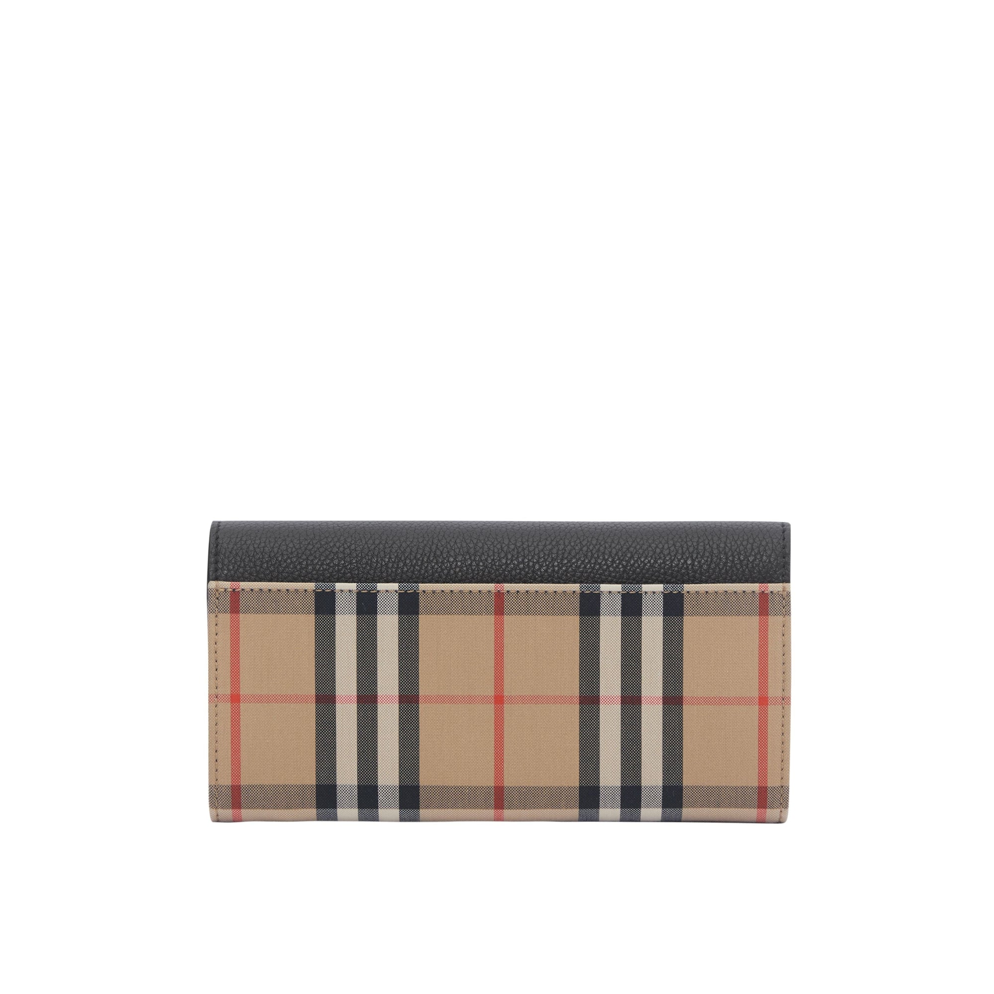 Portefeuille continental en cuir et Vintage check - Black