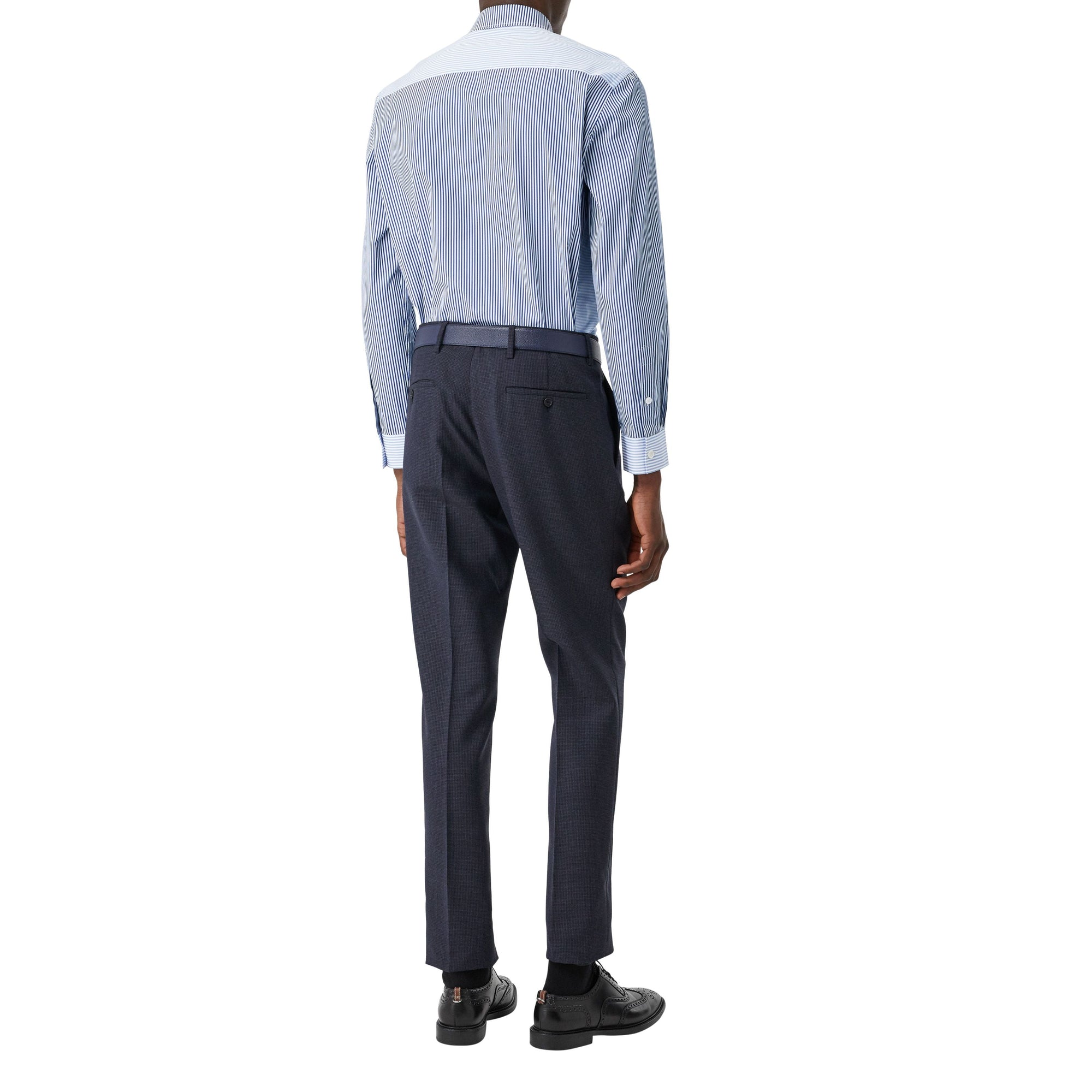 Chemise classique en coton rayée façon patchwork - Light Blue Stripe
