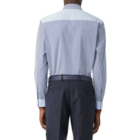 Chemise classique en coton rayée façon patchwork - Light Blue Stripe