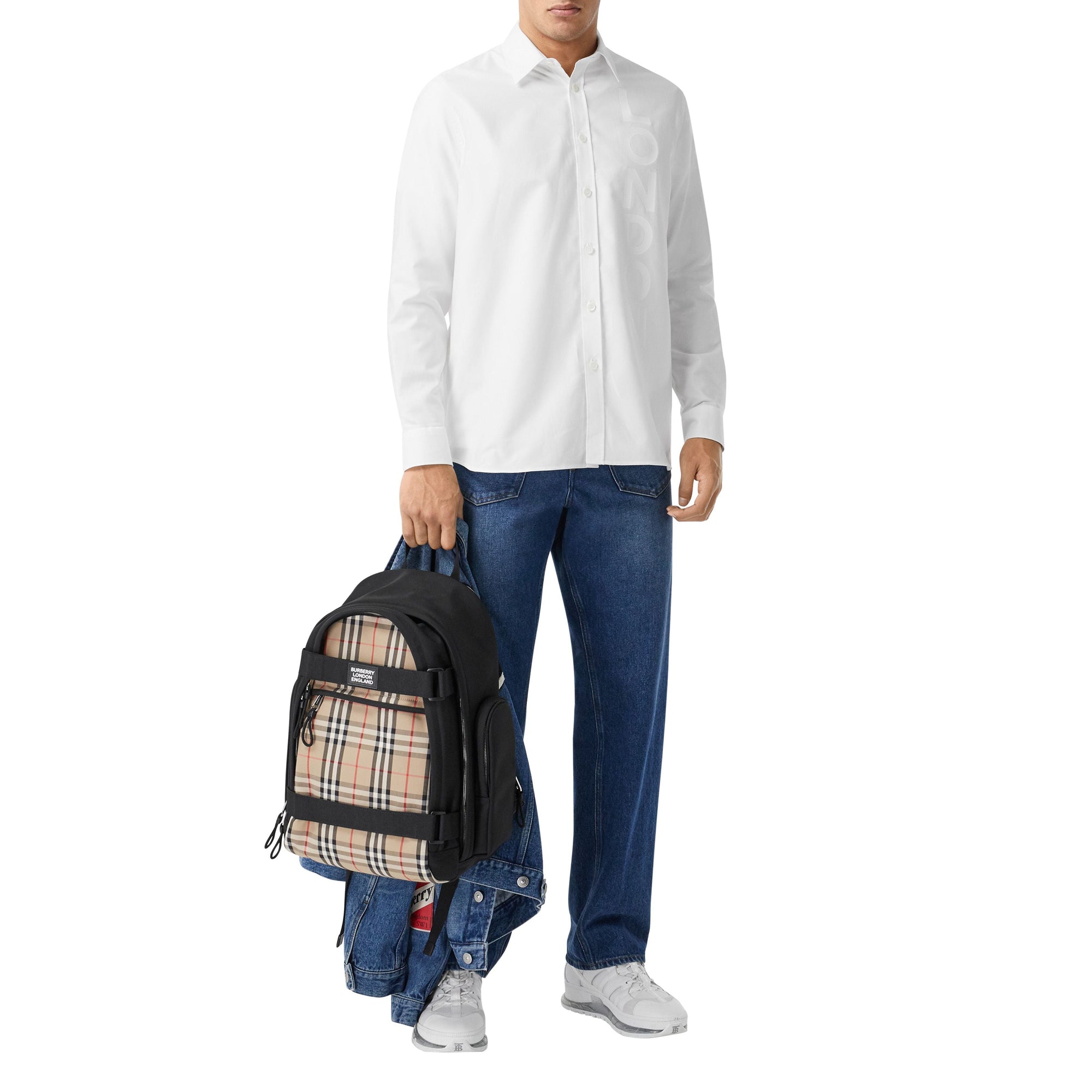 Chemise Oxford oversize en coton à imprimé London - White