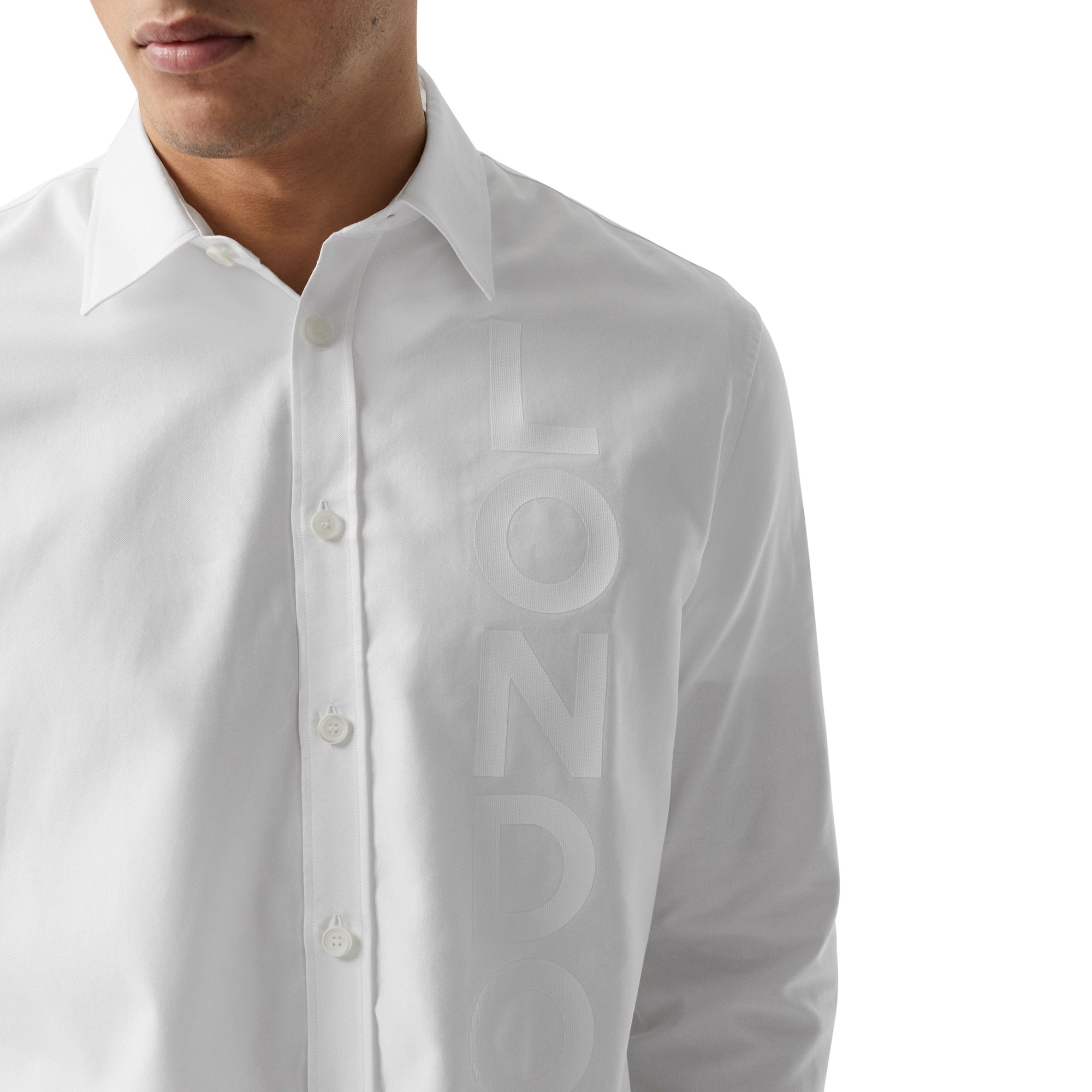 Chemise Oxford oversize en coton à imprimé London - White