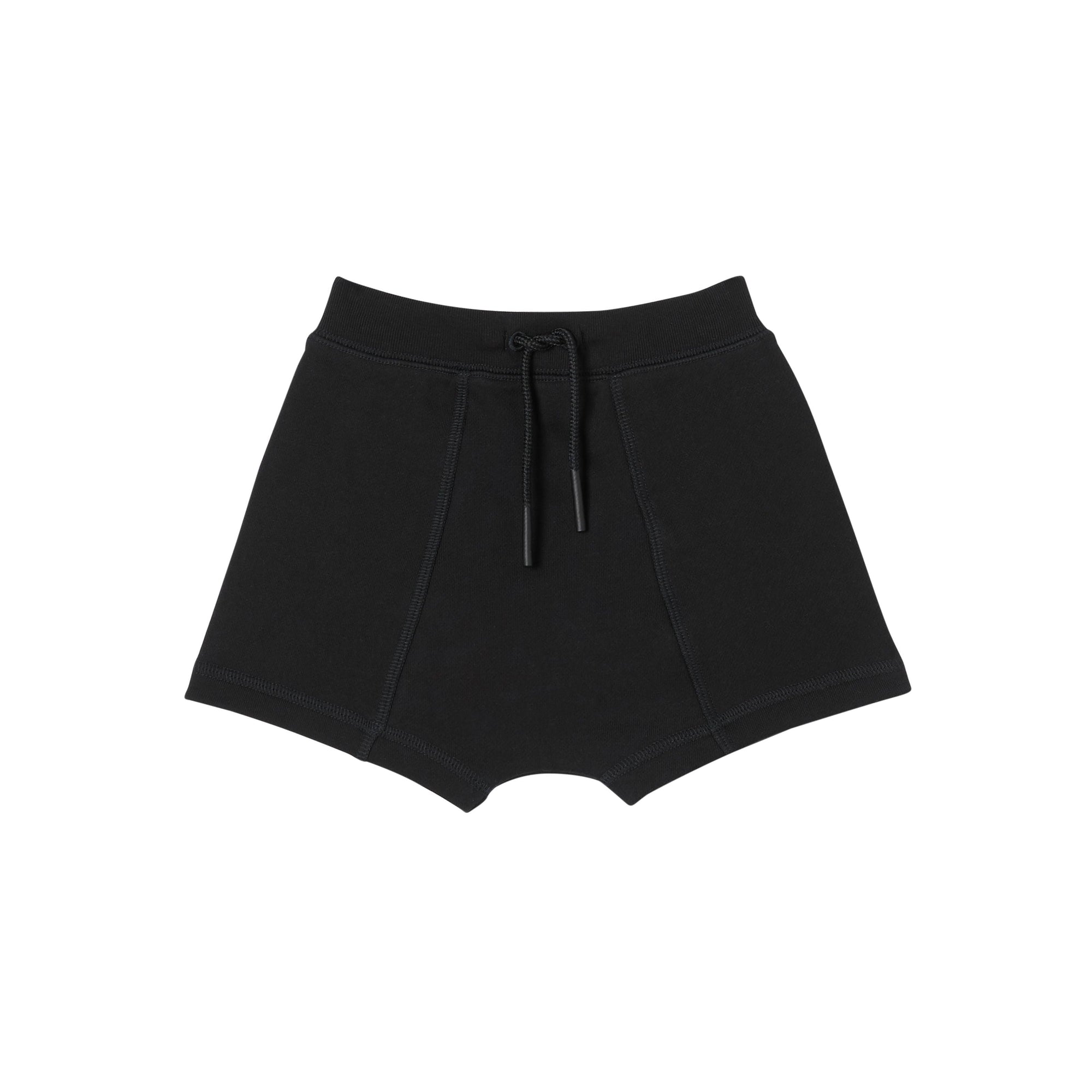 Short en coton avec cordon de serrage et bandes à logo - Black