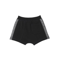 Short en coton avec cordon de serrage et bandes à logo - Black