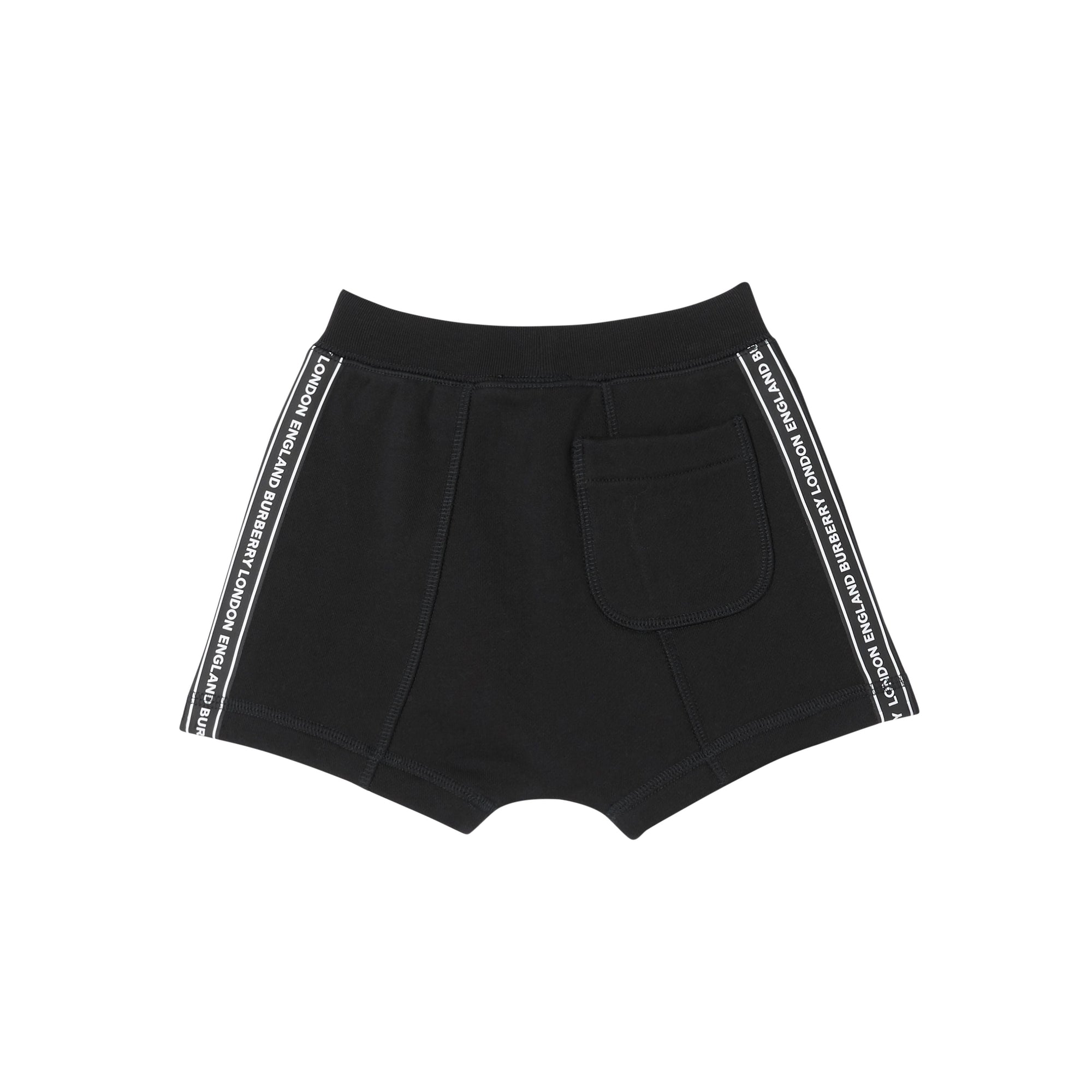 Short en coton avec cordon de serrage et bandes à logo - Black
