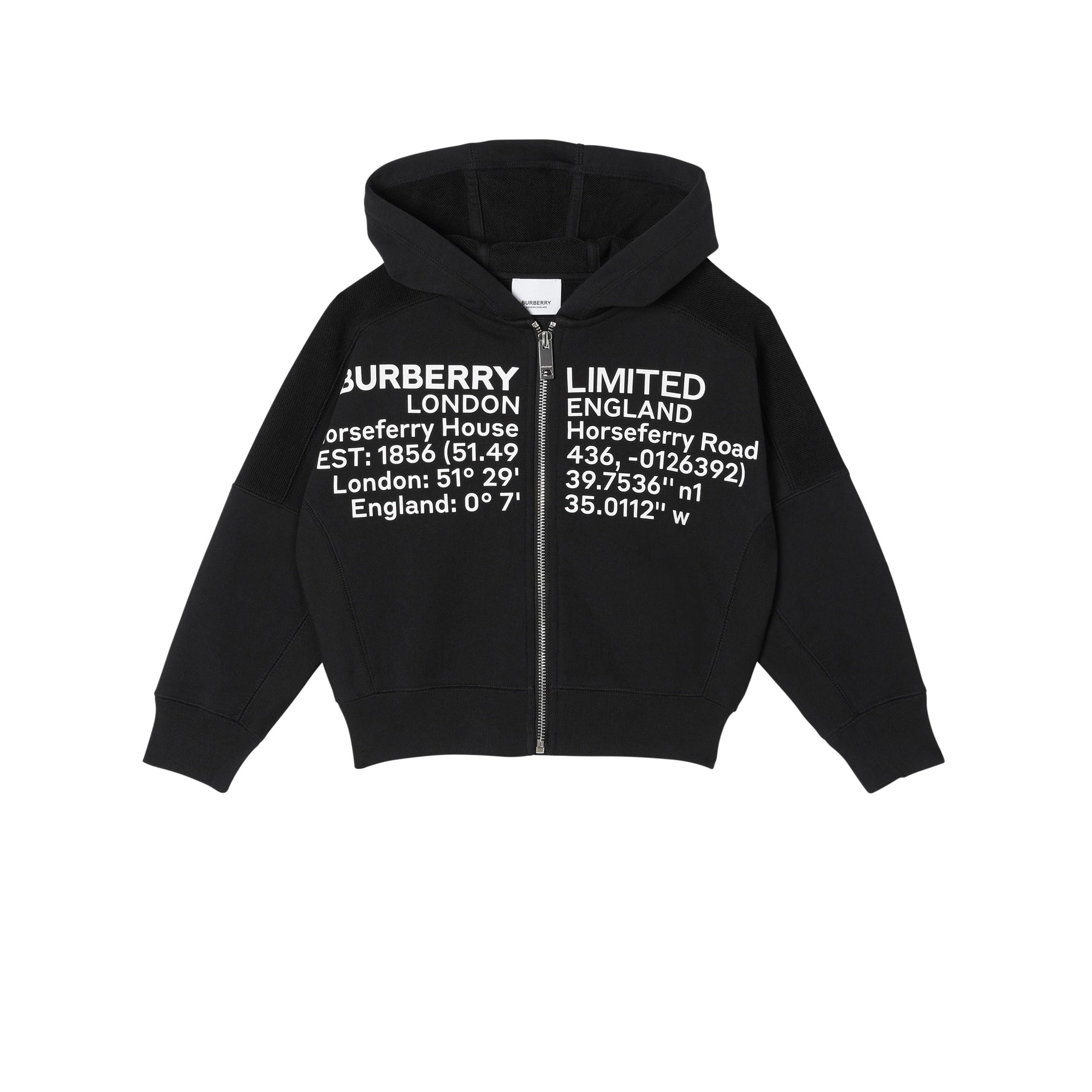 Veste à capuche en coton avec coordonnées géographiques - Black