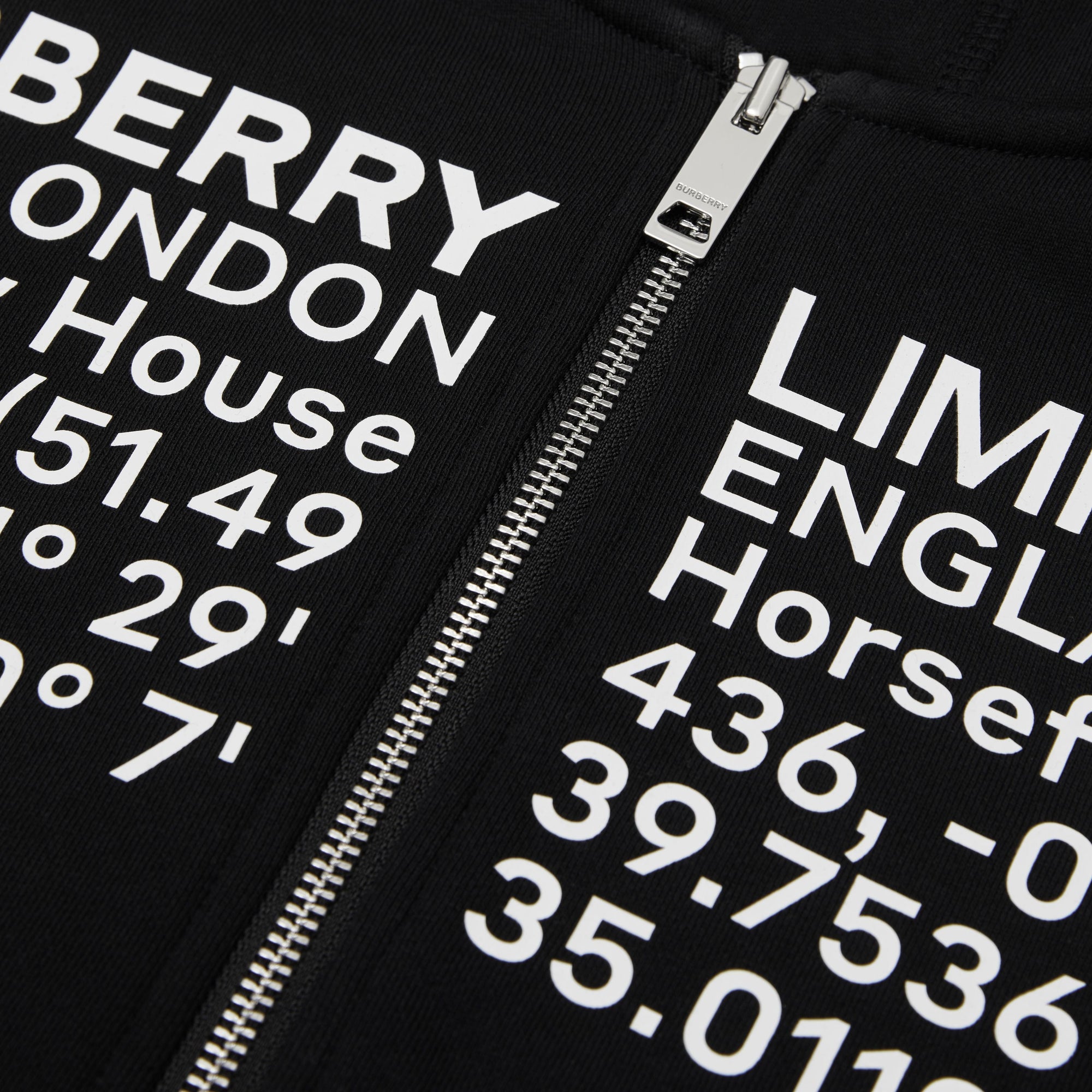 Veste à capuche en coton avec coordonnées géographiques - Black