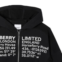 Veste à capuche en coton avec coordonnées géographiques - Black