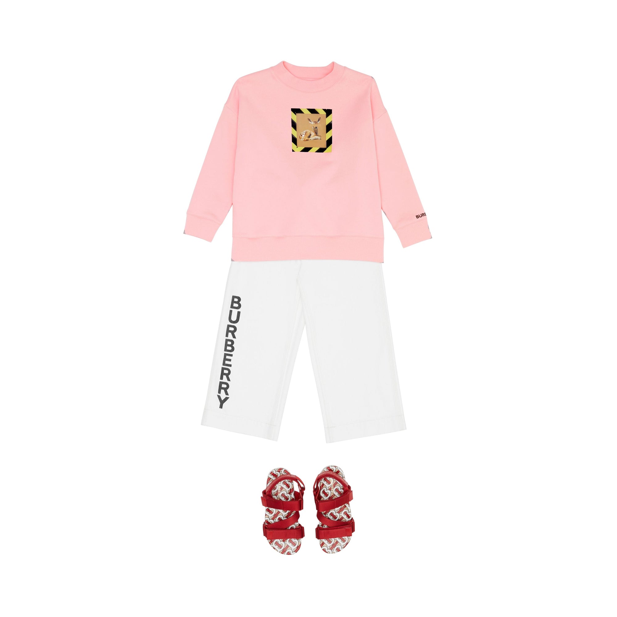 Sweat-shirt en coton à imprimé daim - Candy Pink