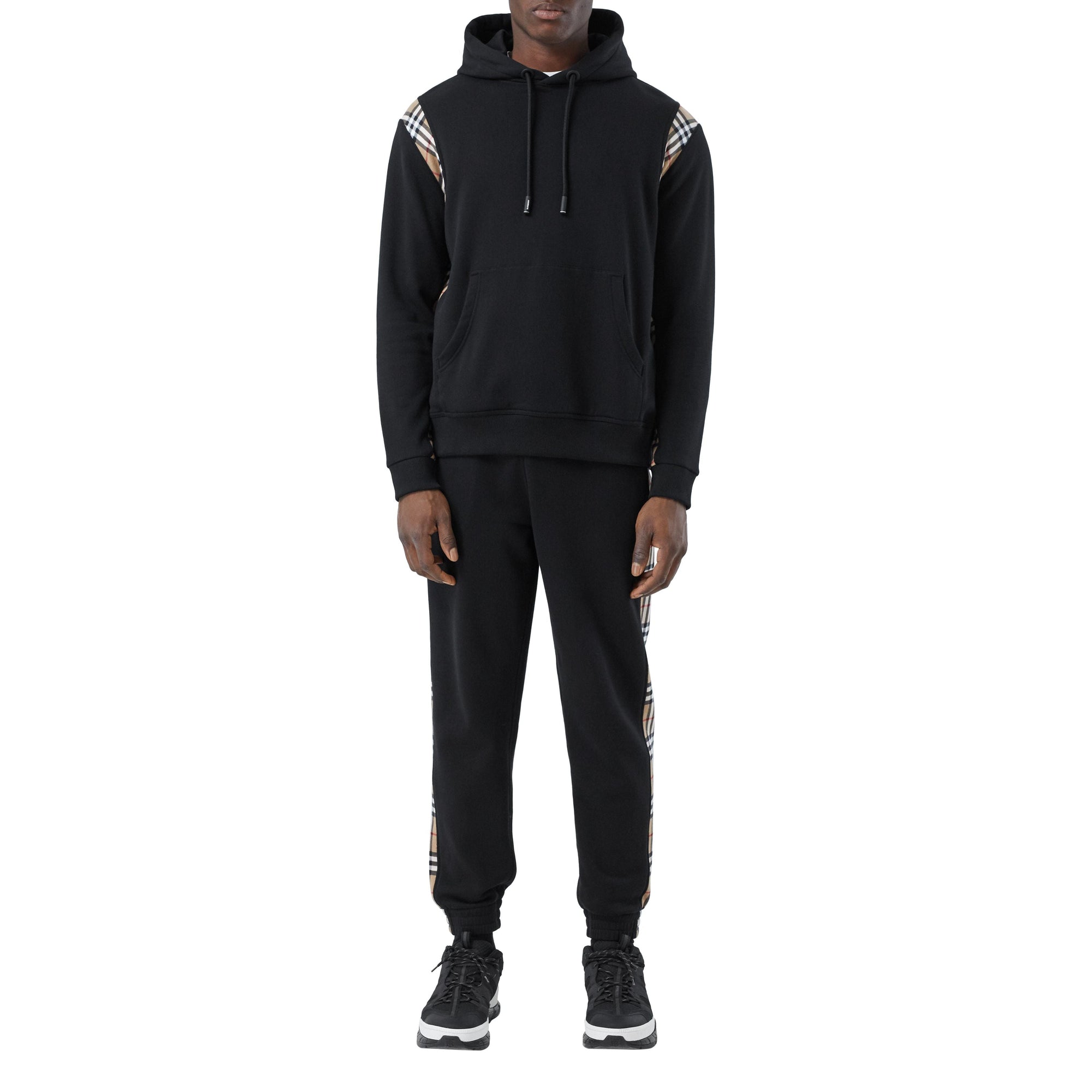 Hoodie en coton avec Vintage check - Black