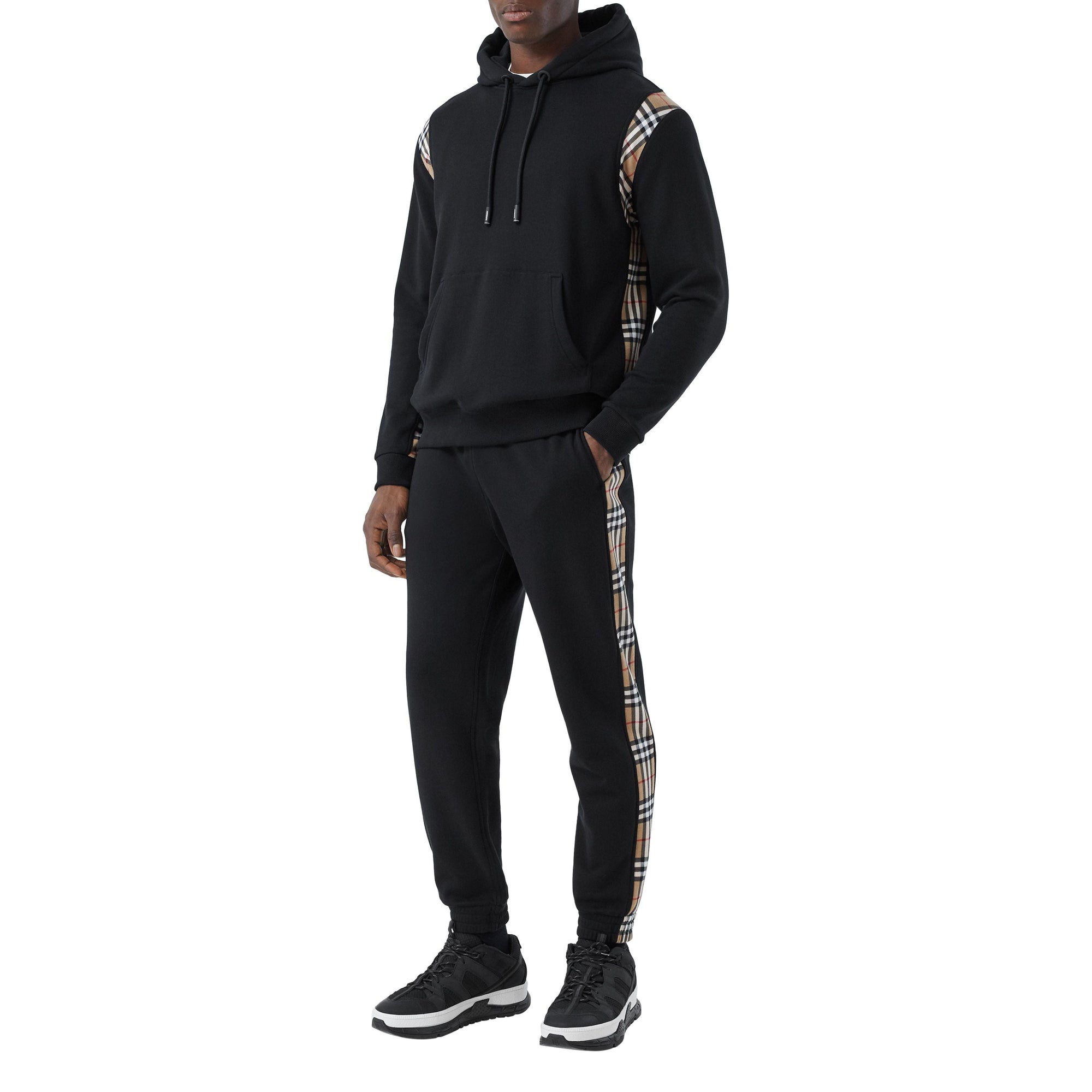 Hoodie en coton avec Vintage check - Black