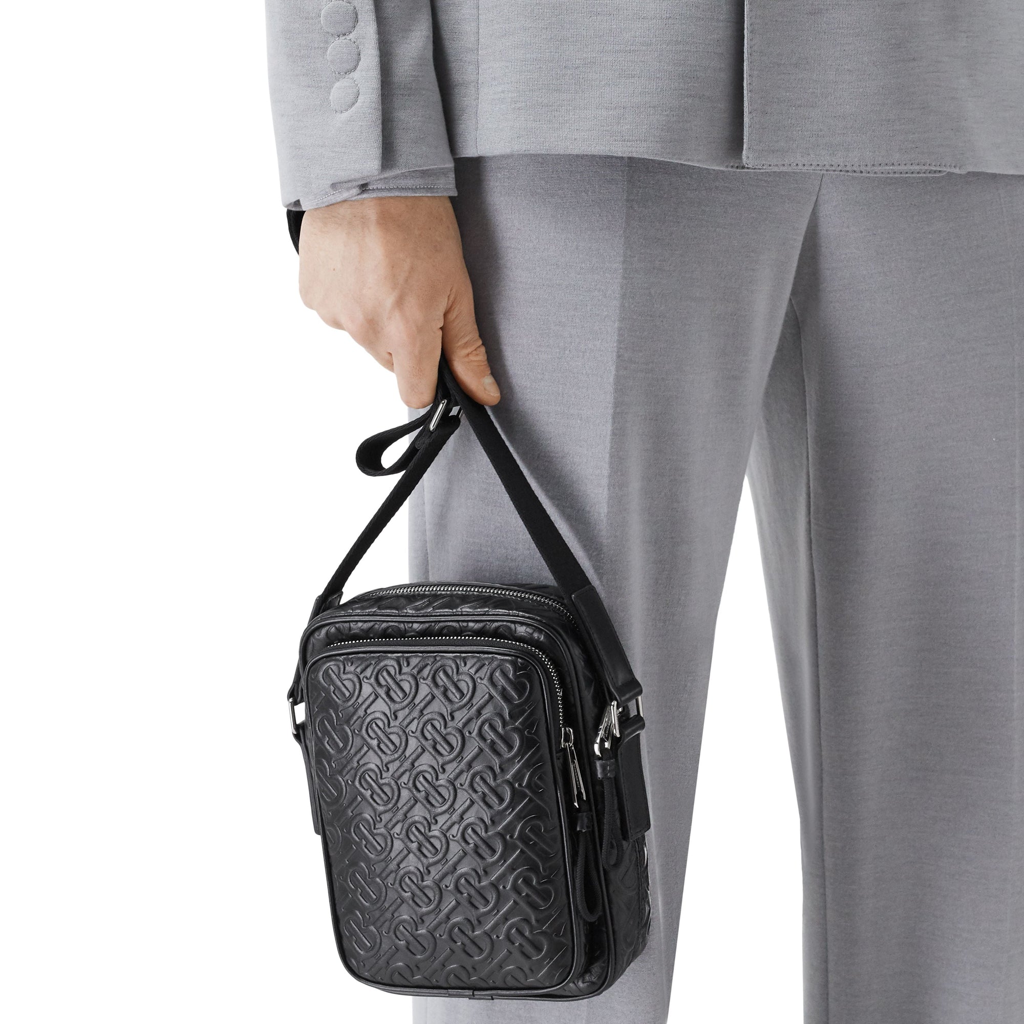 Sac à bandoulière en cuir Monogram - Black