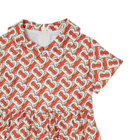 Robe en soie Monogram avec col Claudine - Vermillion Red