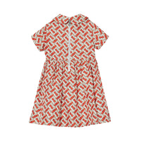 Robe en soie Monogram avec col Claudine - Vermillion Red