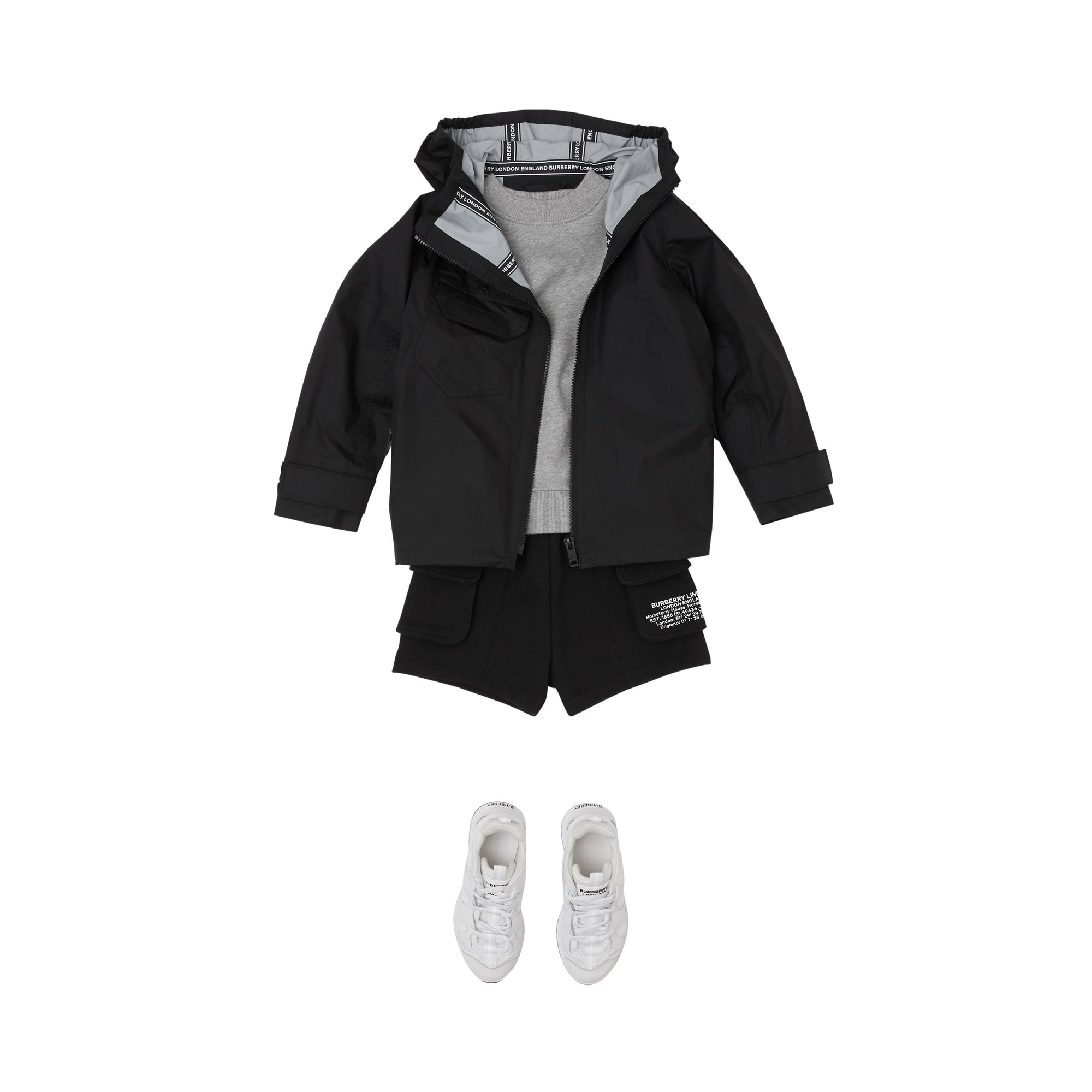 Veste légère à capuche avec coordonnées géographiques - Black