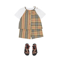 Combinaison en coton avec Vintage check et rayures iconiques - Archive Beige