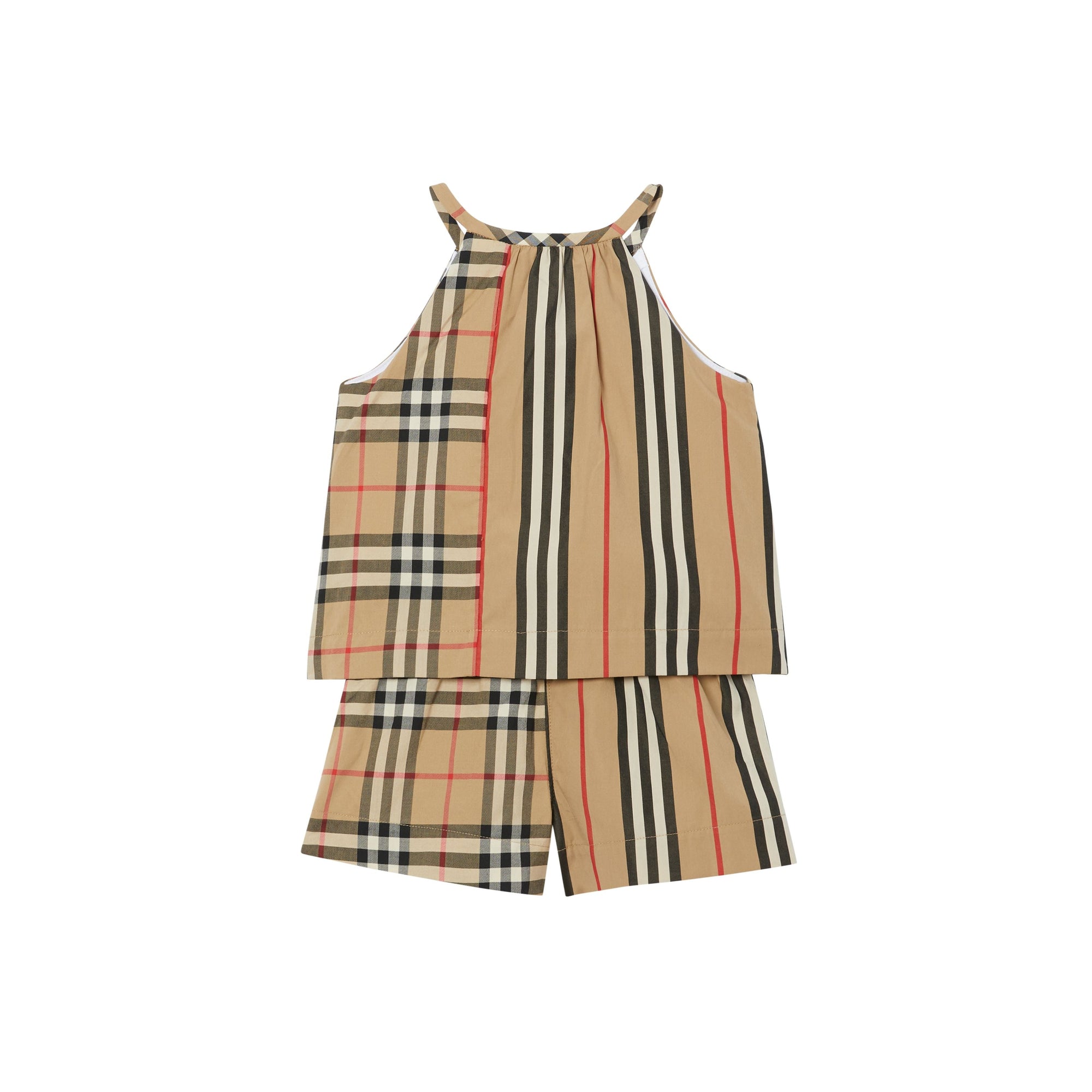 Combinaison en coton avec Vintage check et rayures iconiques - Archive Beige