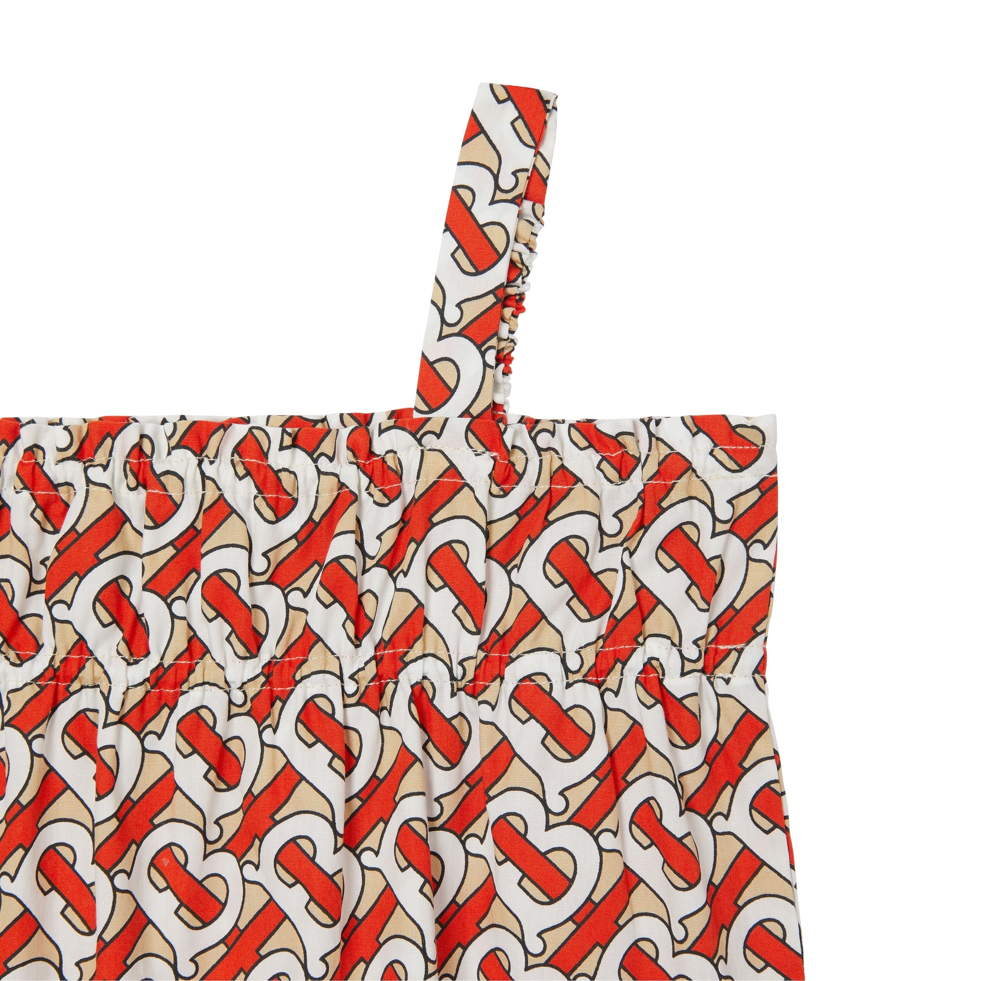 Combinaison en popeline de coton Monogram avec smocks - Vermillion Red