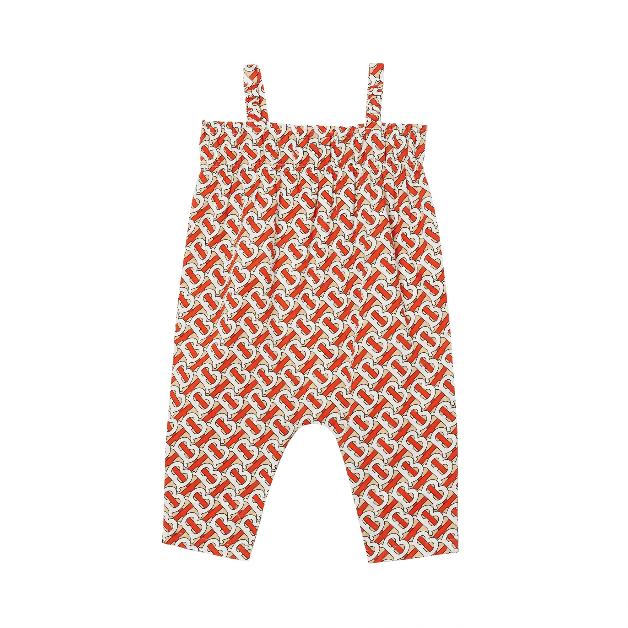 Combinaison en popeline de coton Monogram avec smocks - Vermillion Red