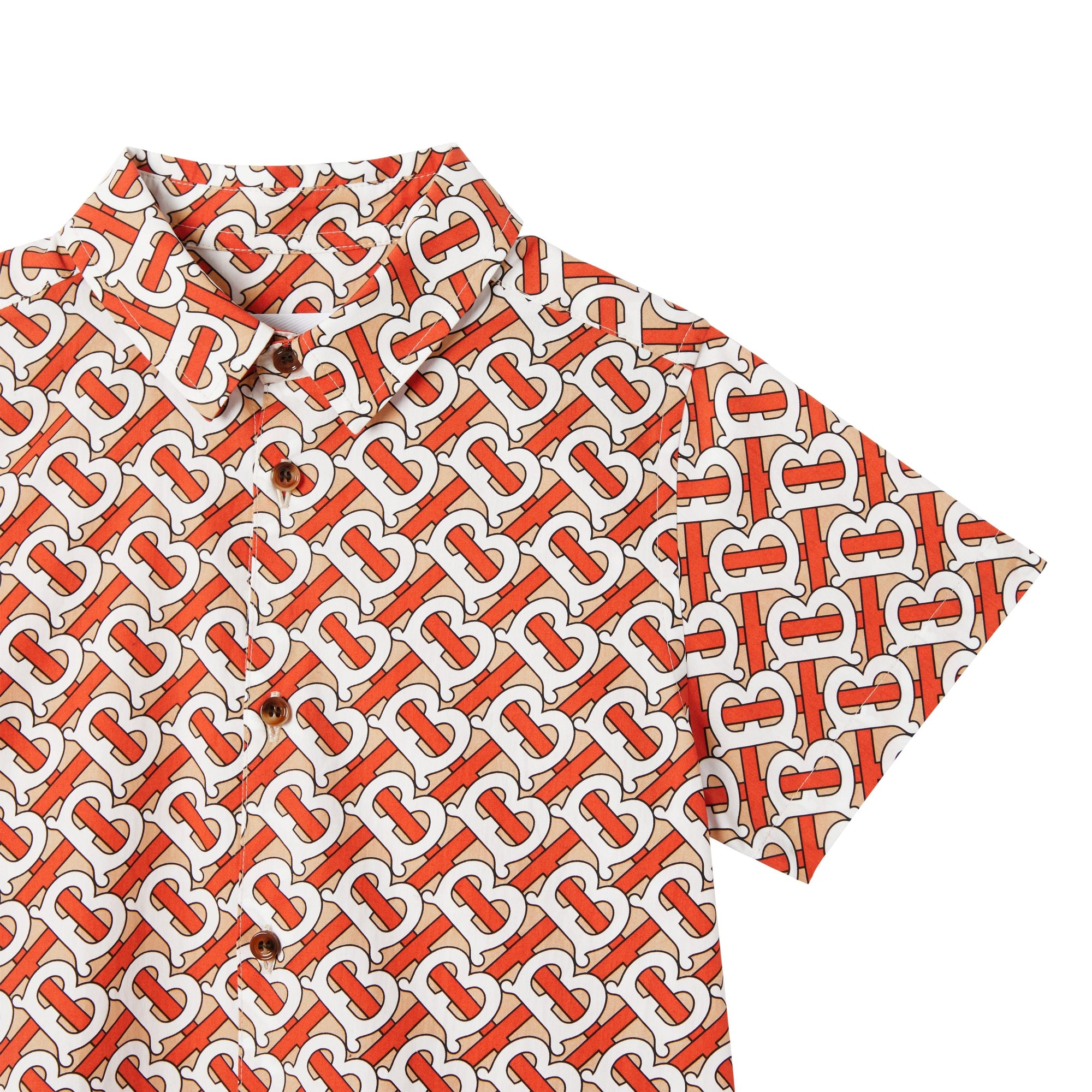 Chemise à manches courtes en popeline de coton Monogram - Vermillion Red