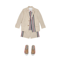 Short ajusté en coton rayé Monogram - Stone