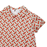 Robe en soie Monogram avec col Claudine - Vermillion Red