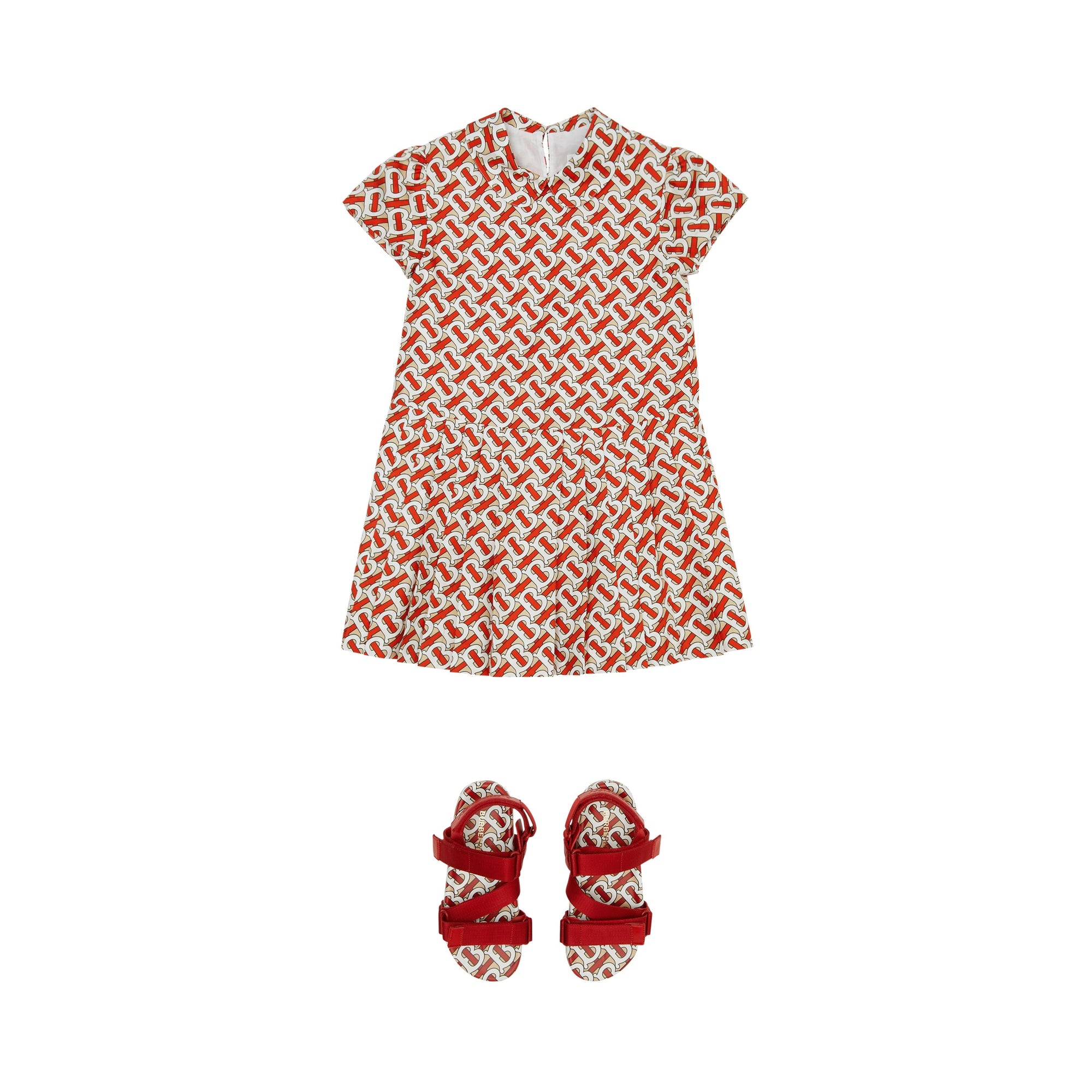 Robe en soie Monogram avec col Claudine - Vermillion Red