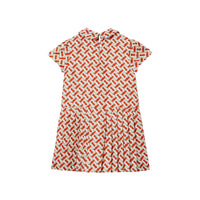 Robe en soie Monogram avec col Claudine - Vermillion Red