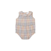 Coffret cadeau trois pièces pour bébé en coton Vintage check - Pale Stone