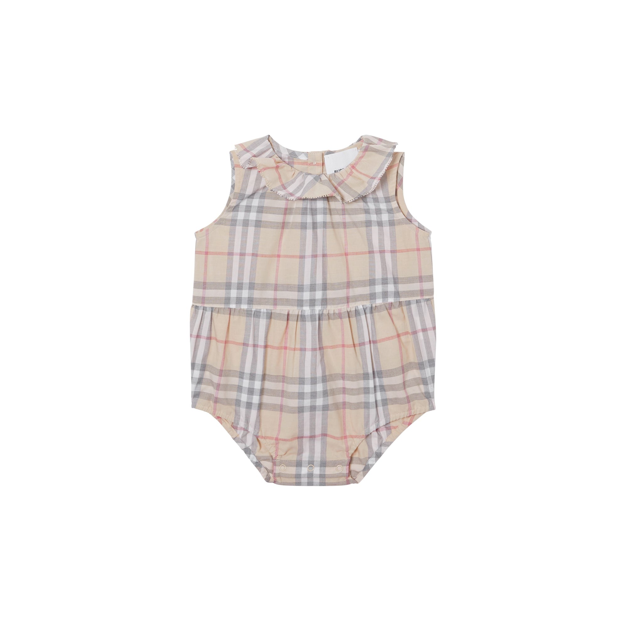 Coffret cadeau trois pièces pour bébé en coton Vintage check - Pale Stone