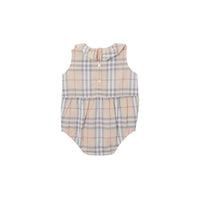 Coffret cadeau trois pièces pour bébé en coton Vintage check - Pale Stone