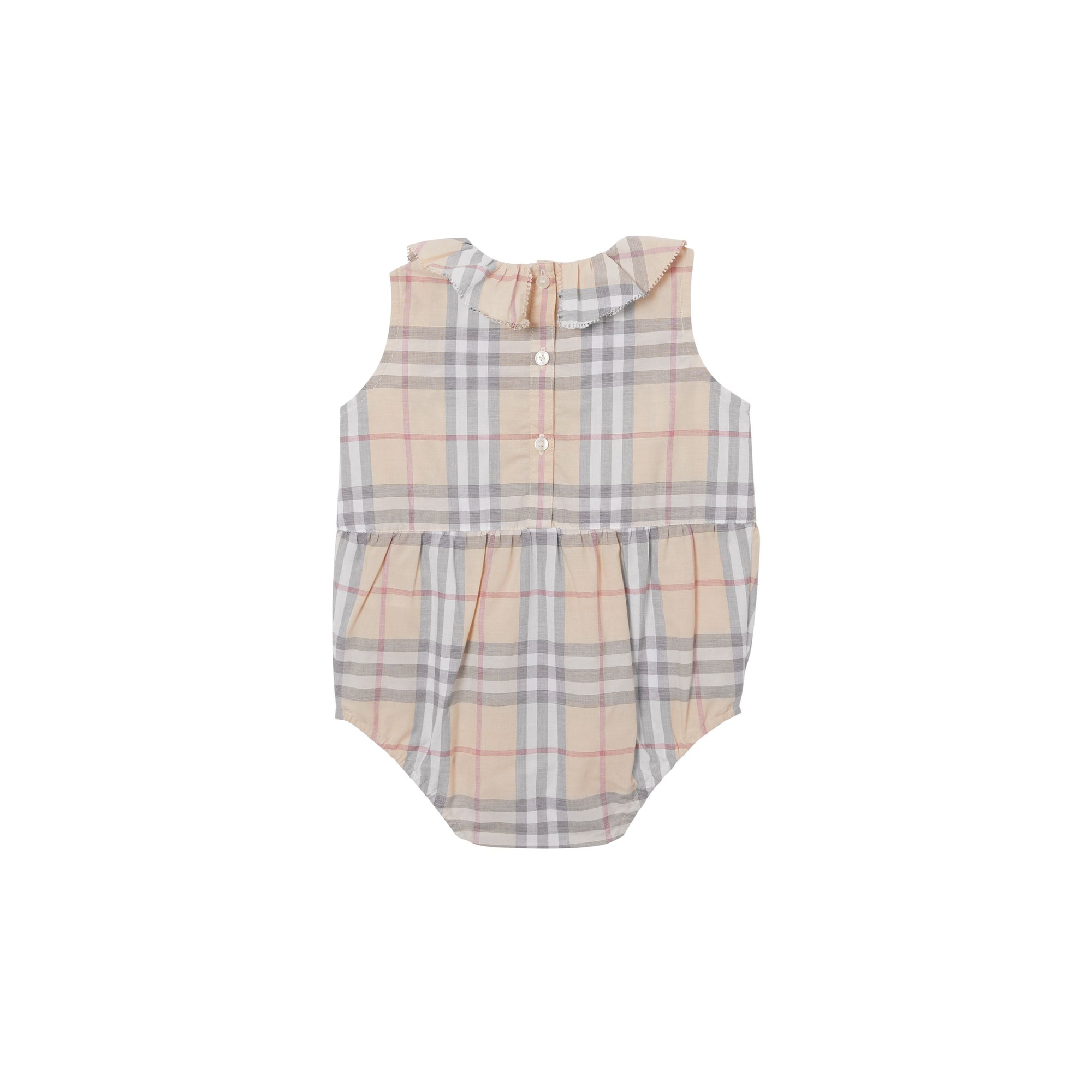 Coffret cadeau trois pièces pour bébé en coton Vintage check - Pale Stone