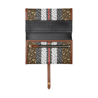 Portefeuille à rabat en toile écologique rayé Monogram - Bridle Brown