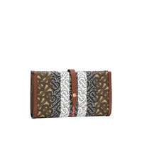 Portefeuille à rabat en toile écologique rayé Monogram - Bridle Brown