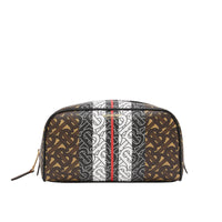 Pochette de voyage en toile écologique rayée Monogram - Bridle Brown