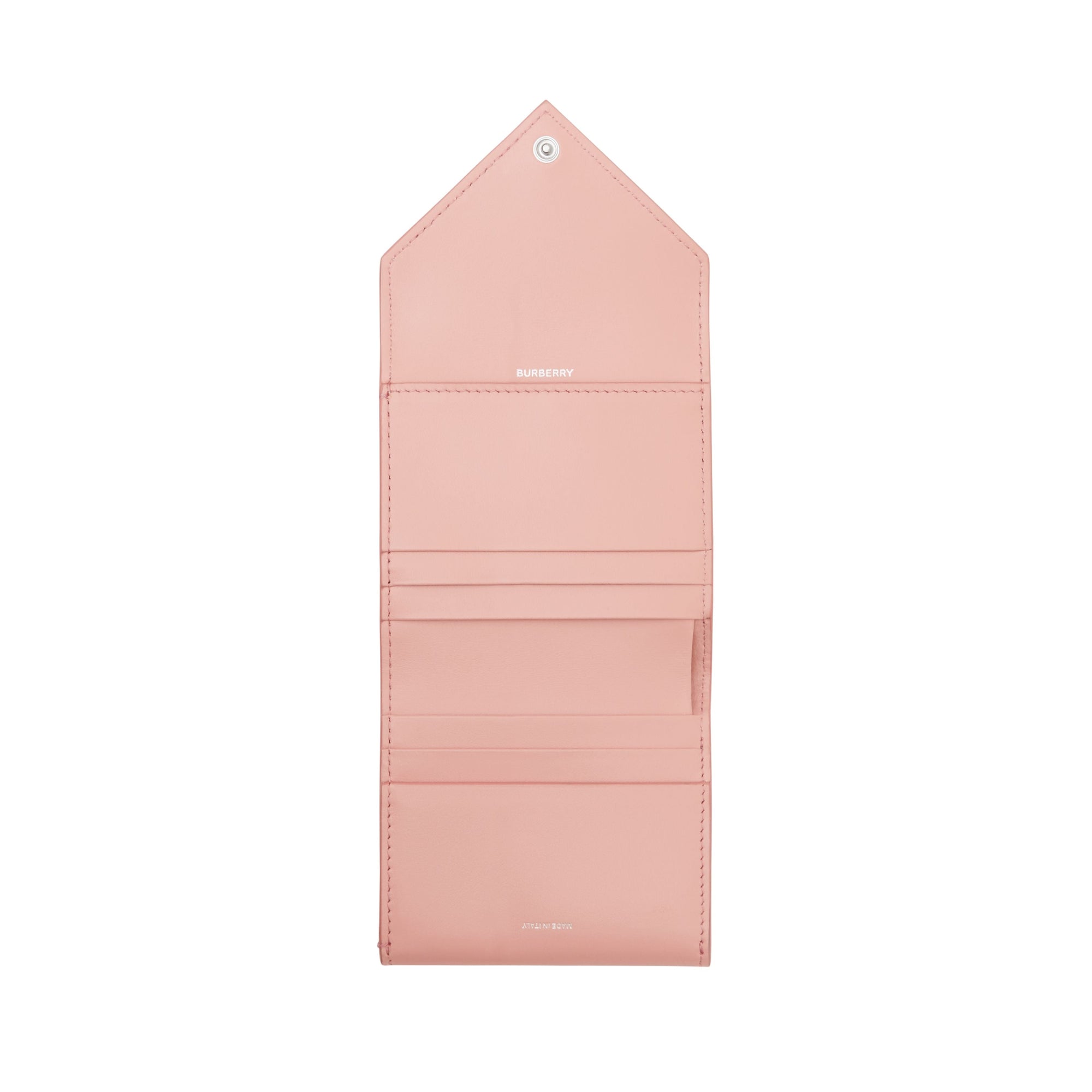 Portefeuille à rabat matelassé en cuir d'agneau - Blush Pink